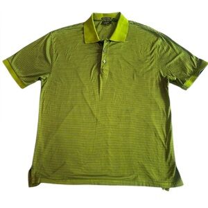 Tasso Elba Golf Polo –‎ Green & Blue Stripe, 100% Pima Cotton, Men’s M
